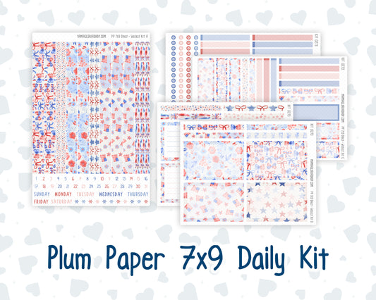 Kit 0273 - 7x9 - Plum Paper Daily - Weekly Kit - July - Americana In Bloom