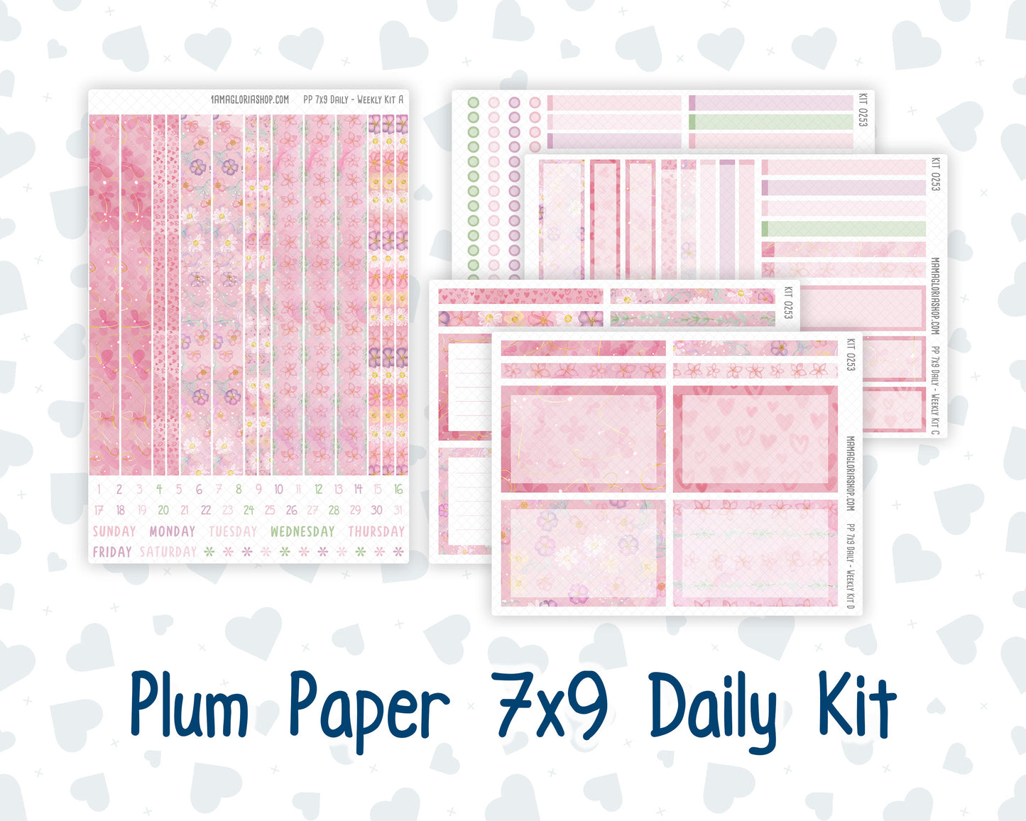 Kit 0253 - 7x9 - Plum Paper Daily - Weekly Kit - February - Rosy Daydreams