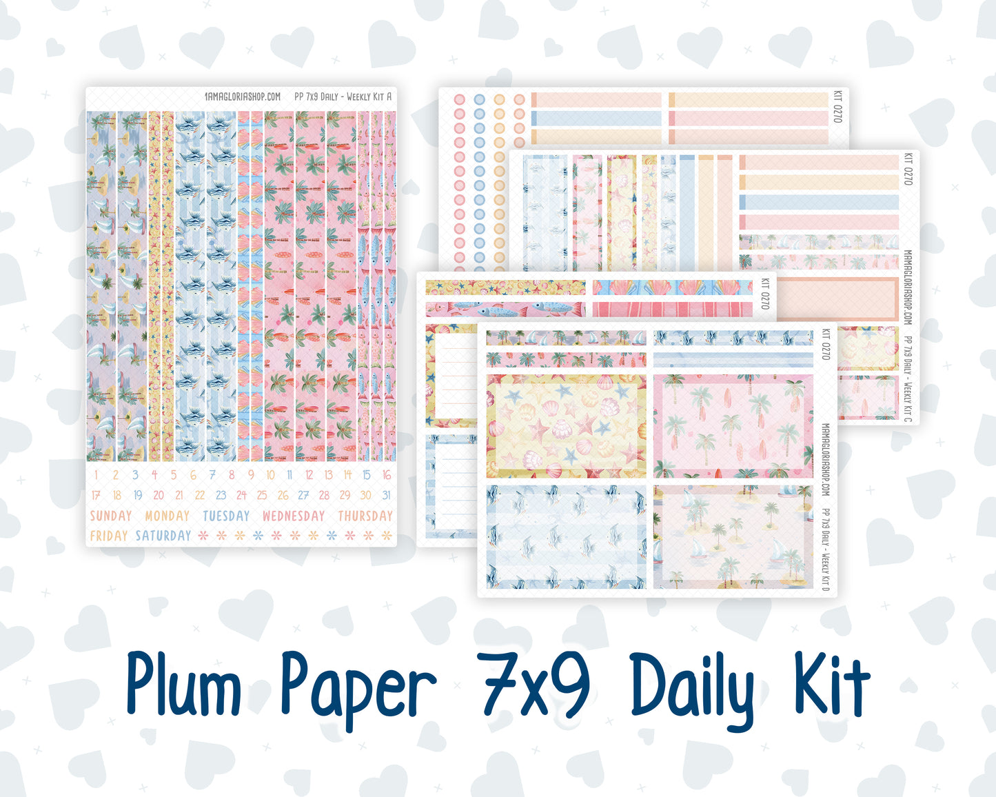 Kit 0270 - 7x9 - Plum Paper Daily - Weekly Kit - June - Beachside Bliss
