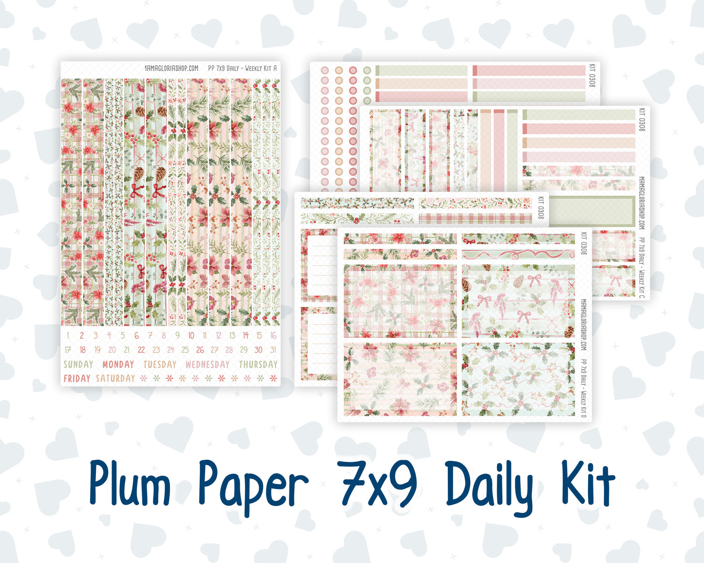 Kit 0308 - 7x9 - Plum Paper Daily - Weekly Kit - December - Knit & Holly