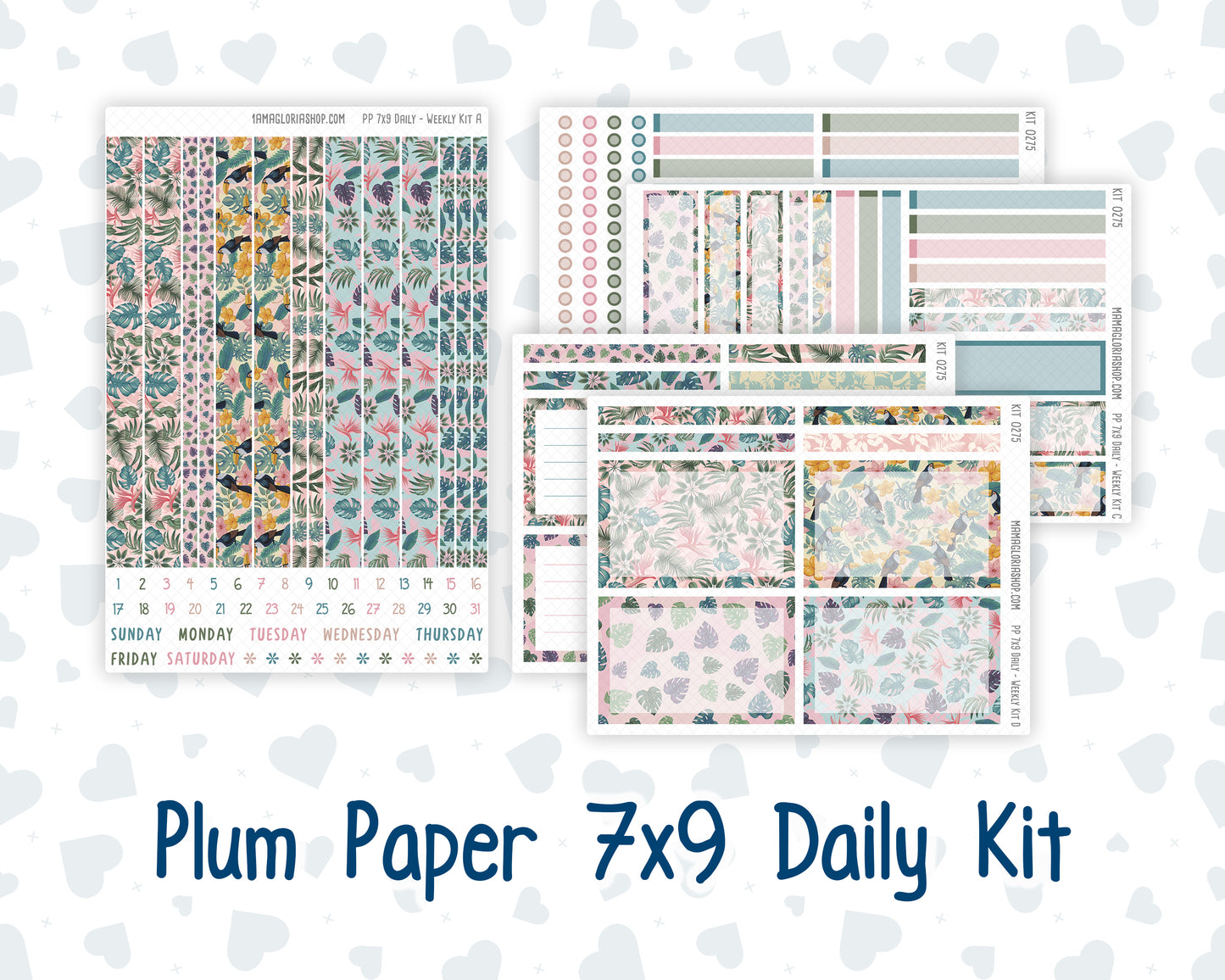 Kit 0275 - 7x9 - Plum Paper Daily - Weekly Kit - July - Tropical Safari Blush