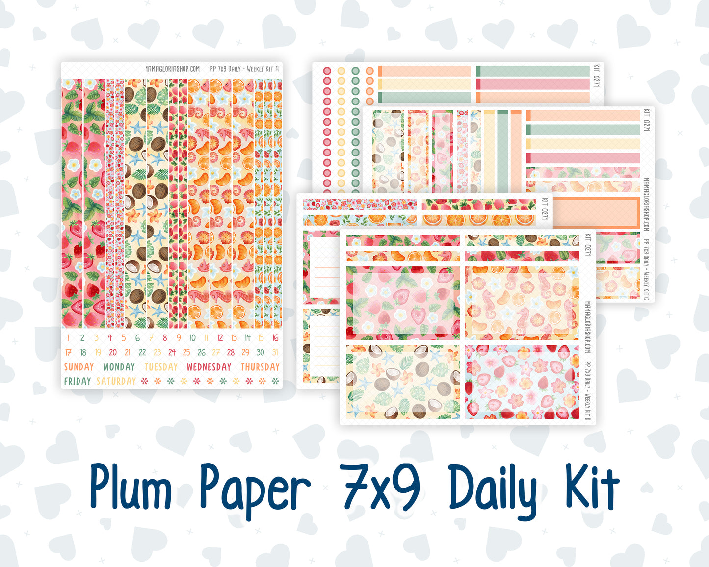 Kit 0271 - 7x9 - Plum Paper Daily - Weekly Kit - June - Strawberry Shore