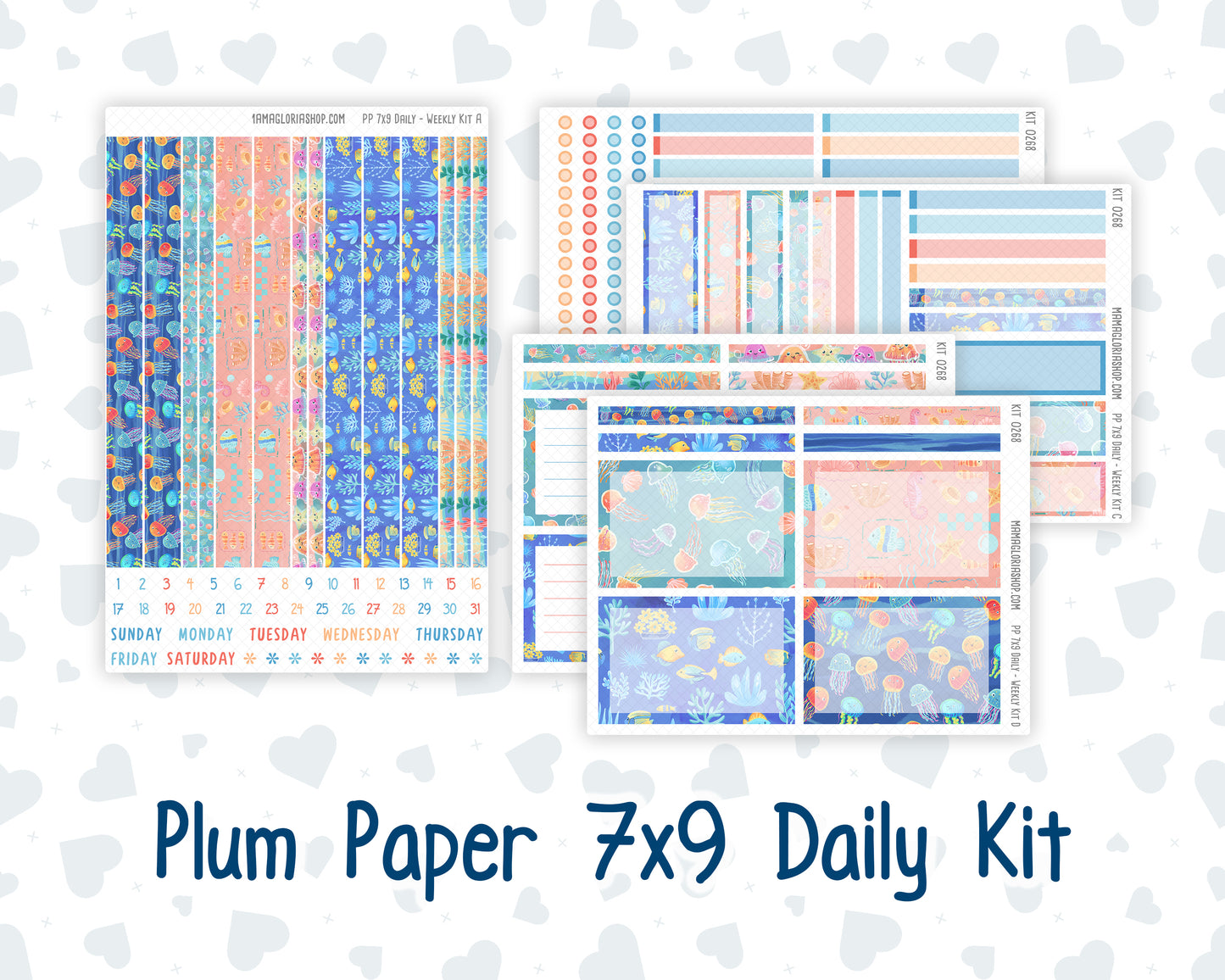 Kit 0268 - 7x9 - Plum Paper Daily - Weekly Kit - June - Sea Sweeties