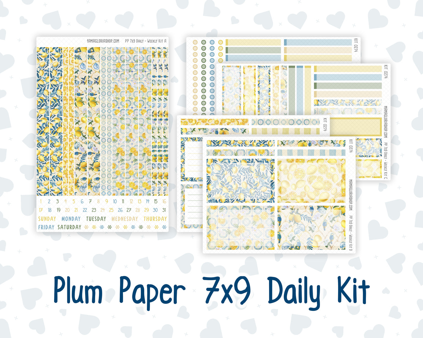 Kit 0274 - 7x9 - Plum Paper Daily - Weekly Kit - July - Sunny Lemon Shore