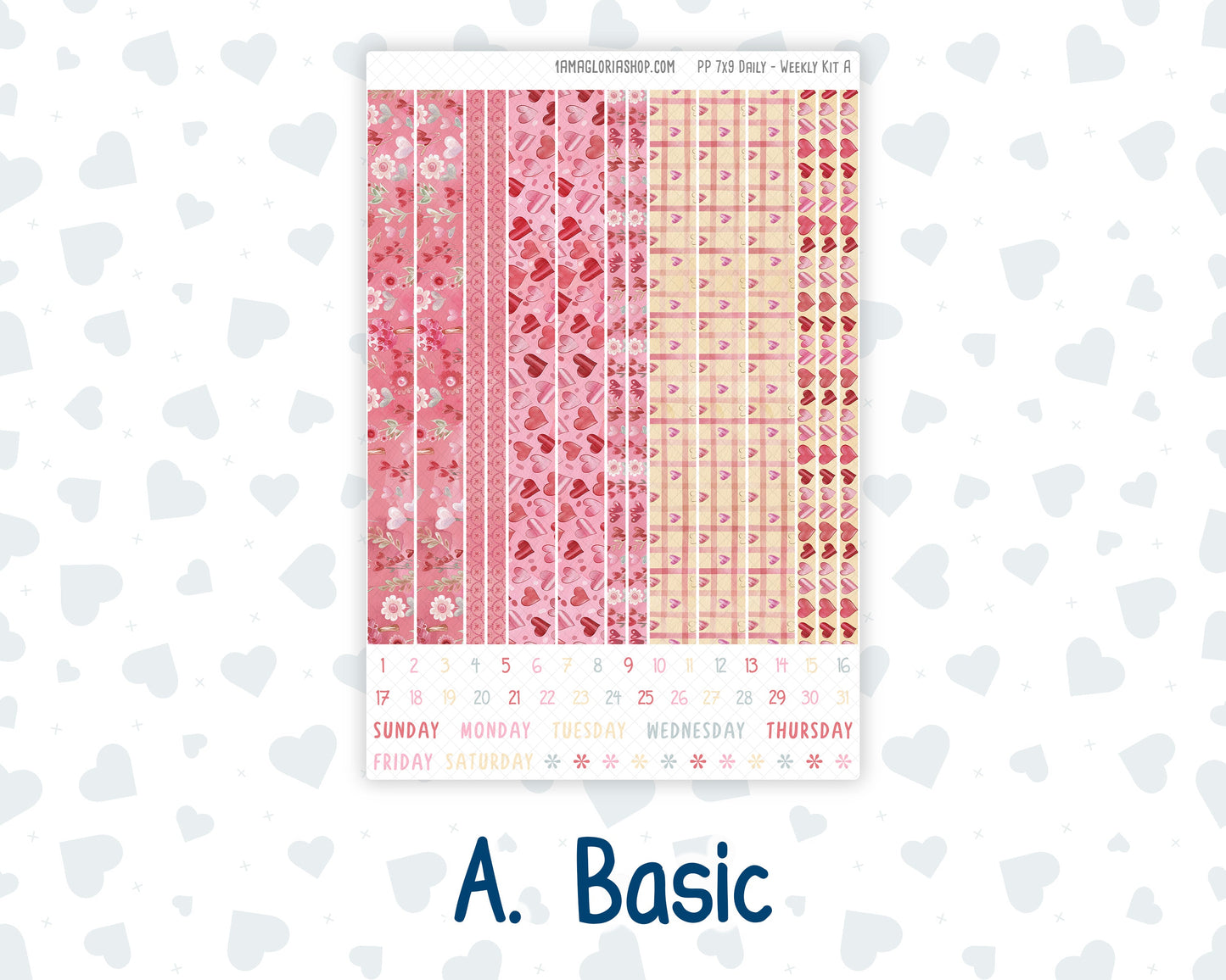 Kit 0254 - 7x9 - Plum Paper Daily - Weekly Kit - February - Valentine Village