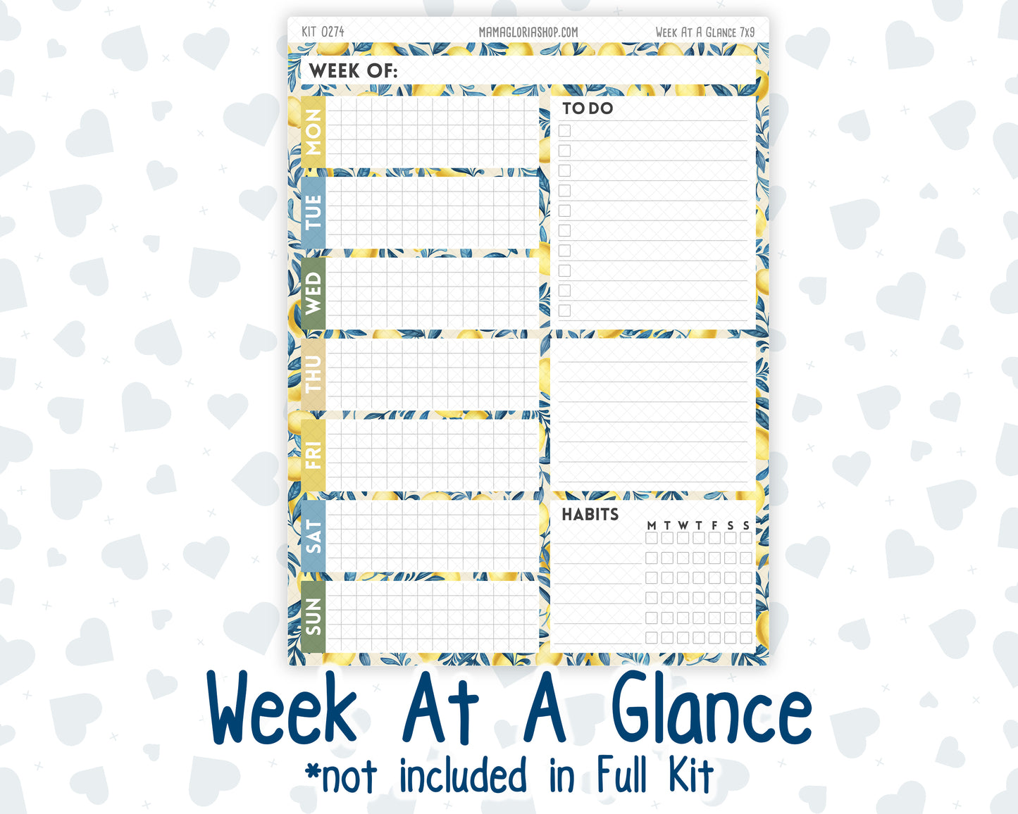 Kit 0274 - 7x9 - Plum Paper Daily - Weekly Kit - July - Sunny Lemon Shore