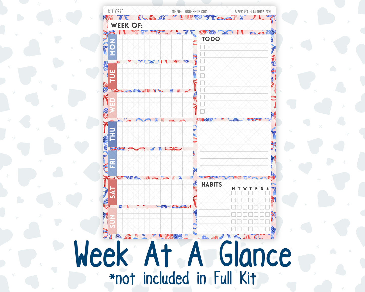 Kit 0273 - 7x9 - Plum Paper Daily - Weekly Kit - July - Americana In Bloom