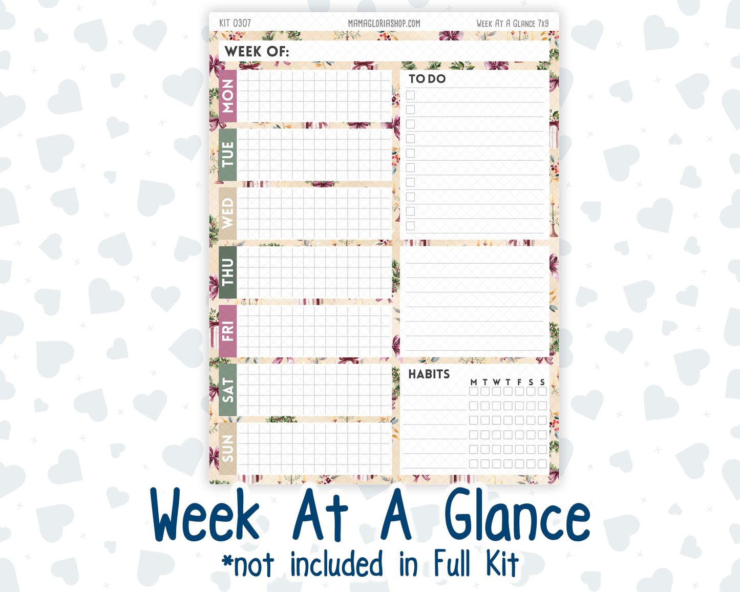Kit 0307 - 7x9 - Plum Paper Daily - Weekly Kit - December - Velvet Hearth