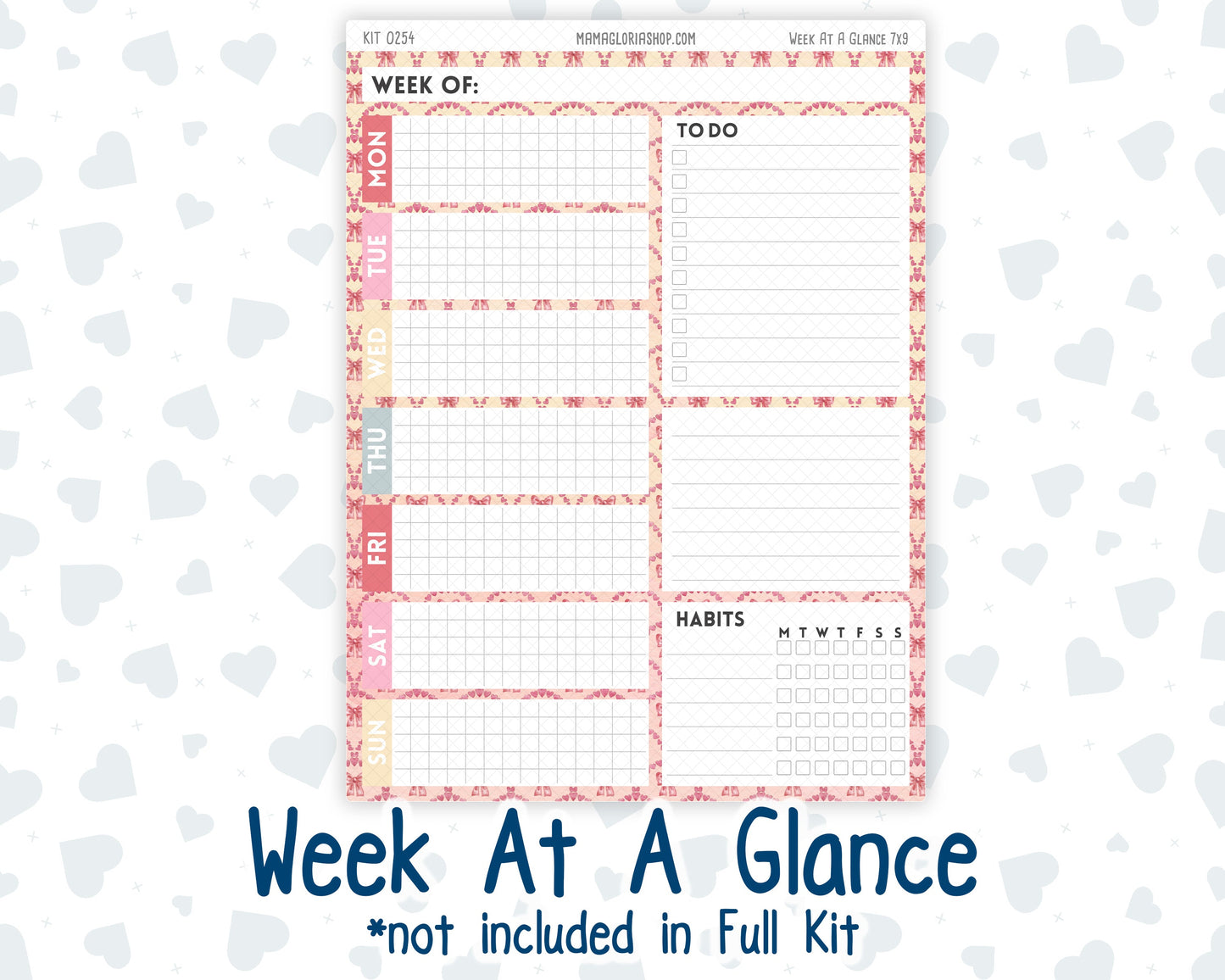 Kit 0254 - 7x9 - Plum Paper Daily - Weekly Kit - February - Valentine Village
