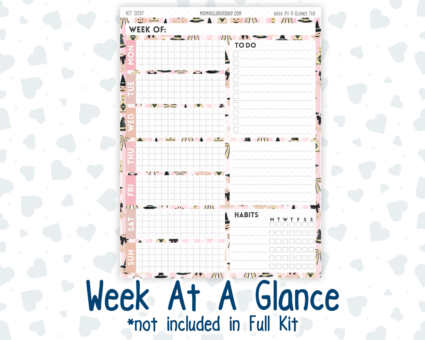 Kit 0297 - 7x9 - Plum Paper Daily - Weekly Kit - October - Pink Spell