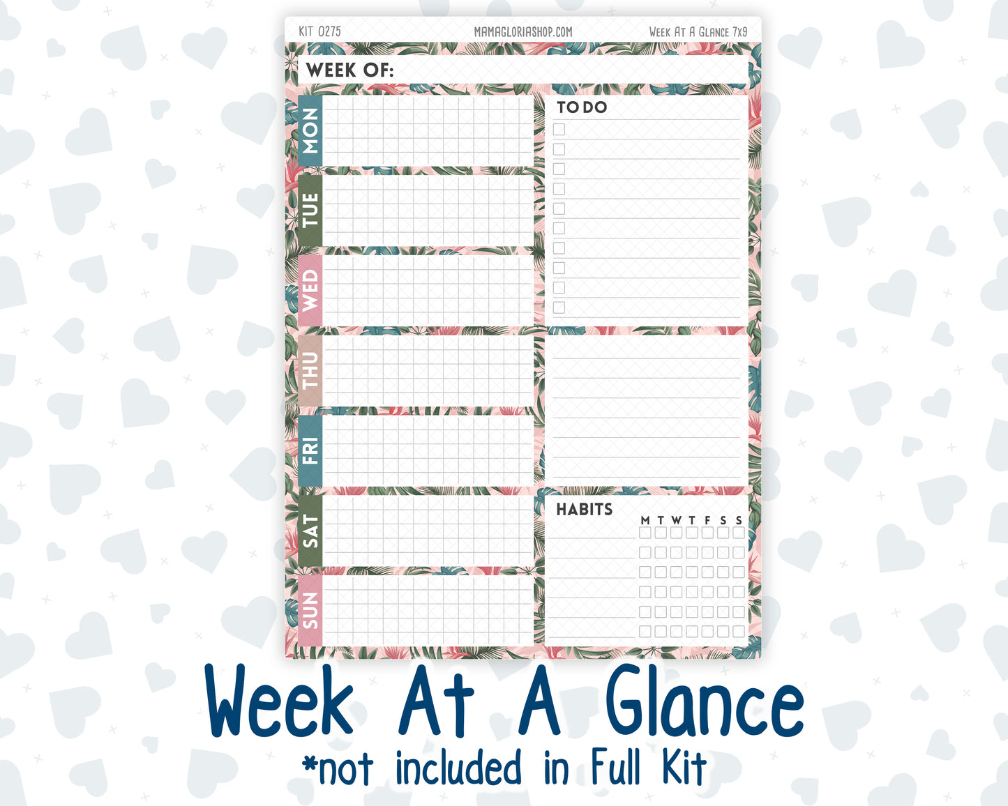 Kit 0275 - 7x9 - Plum Paper Daily - Weekly Kit - July - Tropical Safari Blush