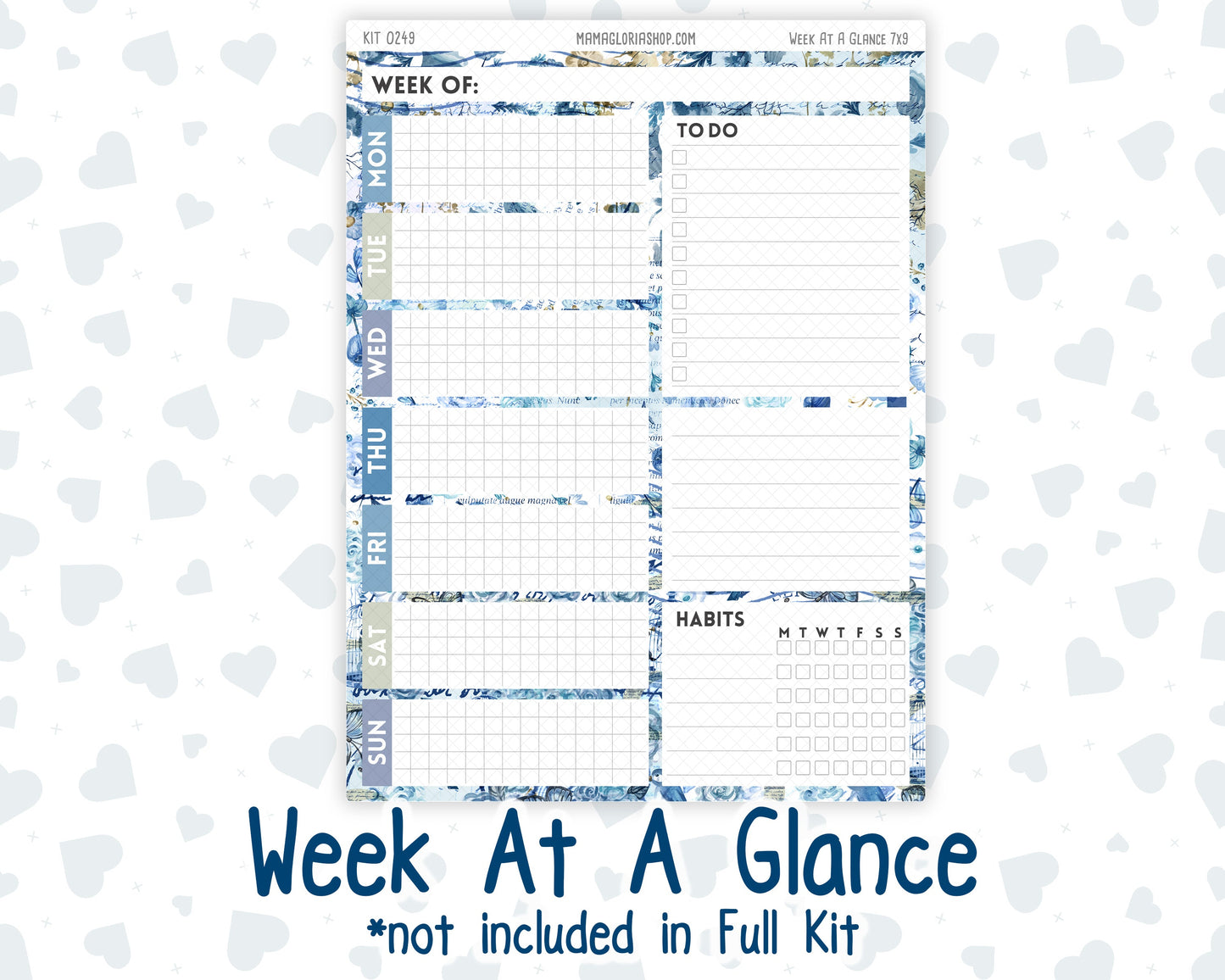 Kit 0249 - 7x9 - Plum Paper Daily - Weekly Kit - January - Icy Lace