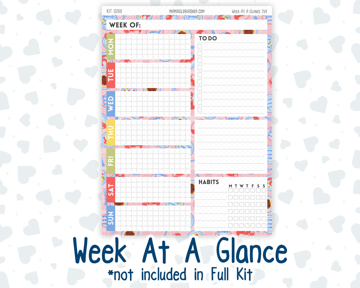 Kit 0269 - 7x9 - Plum Paper Daily - Weekly Kit - June - Dolce Mare