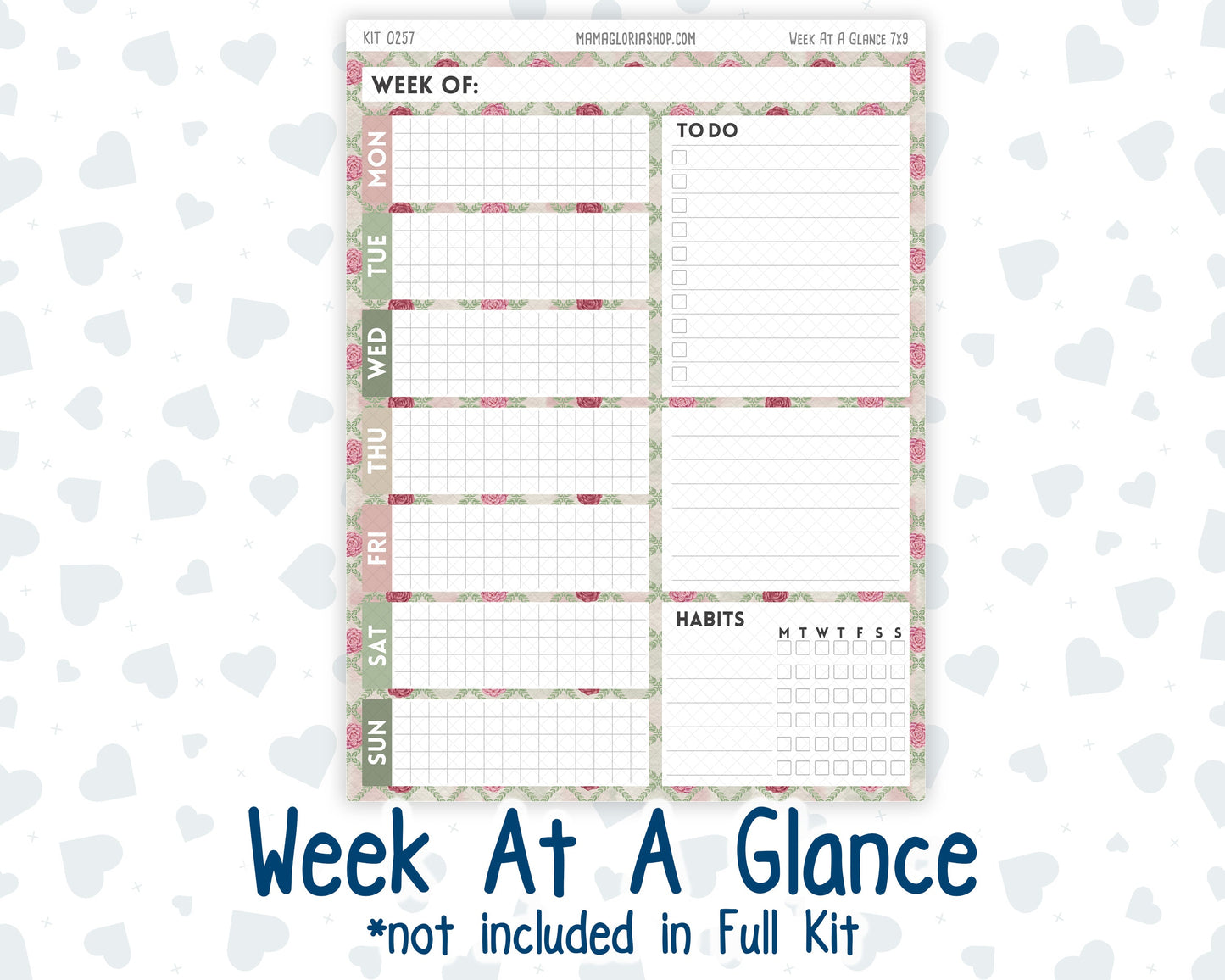 Kit 0257 - 7x9 - Plum Paper Daily - Weekly Kit - March - Blush Garden