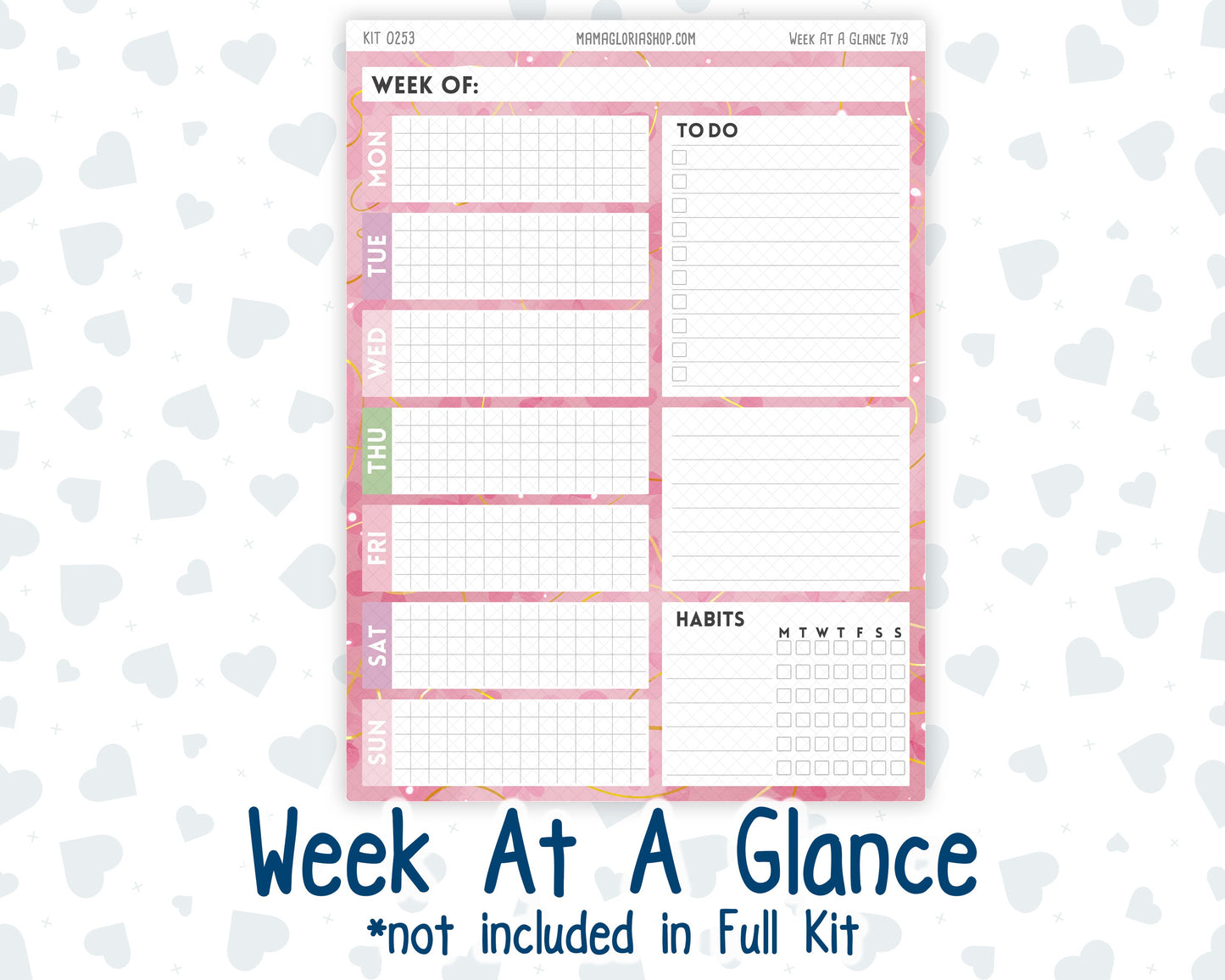 Kit 0253 - 7x9 - Plum Paper Daily - Weekly Kit - February - Rosy Daydreams
