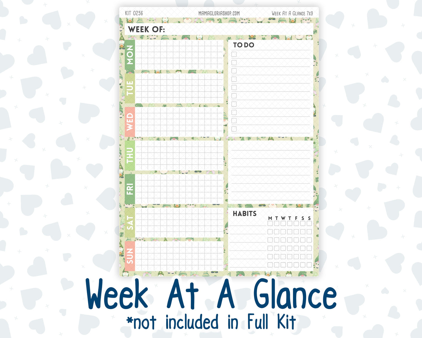 Kit 0256 - 7x9 - Plum Paper Daily - Weekly Kit - March - Froggy Luck
