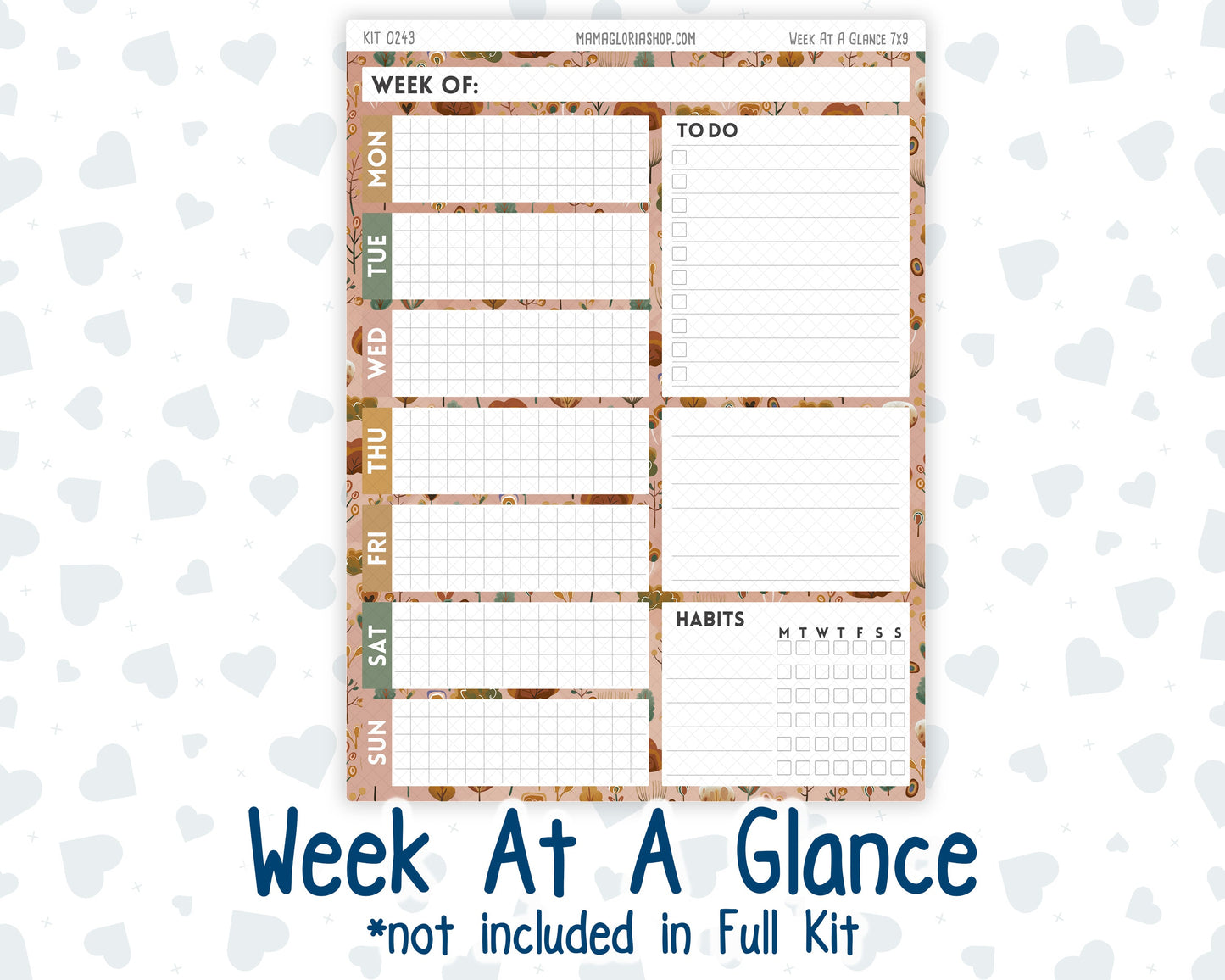 Kit 0243 - 7x9 - Plum Paper Daily - Weekly Kit - November - Boho Autumn