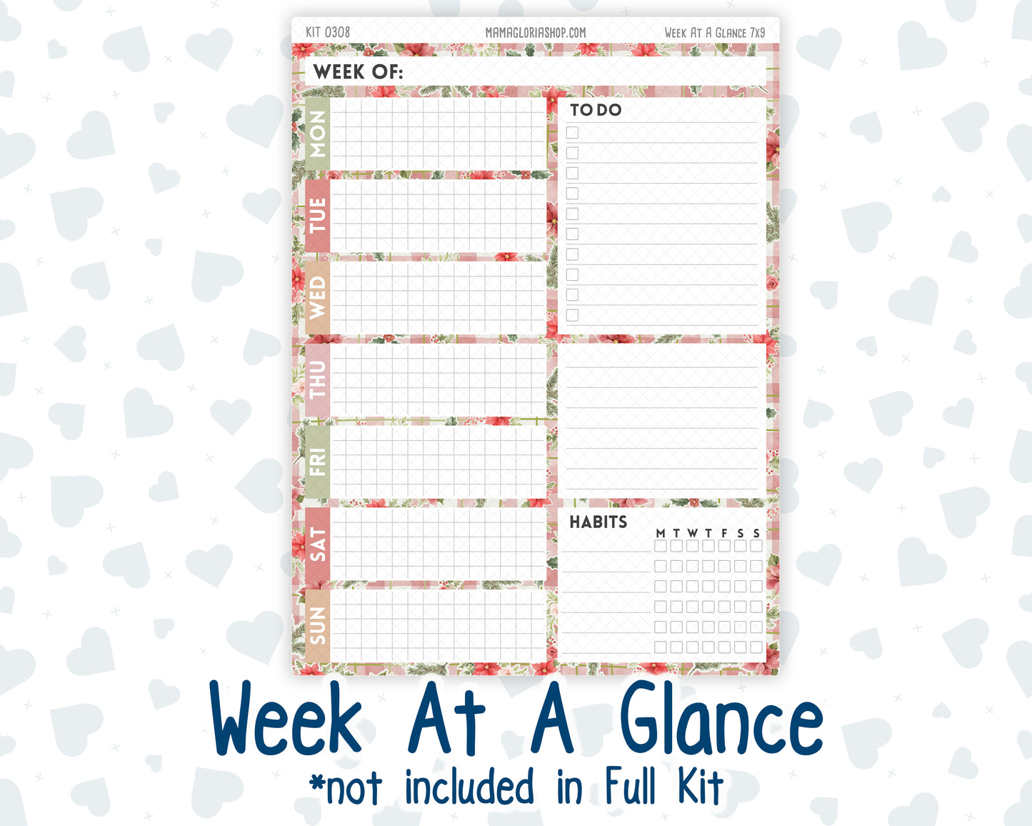 Kit 0308 - 7x9 - Plum Paper Daily - Weekly Kit - December - Knit & Holly