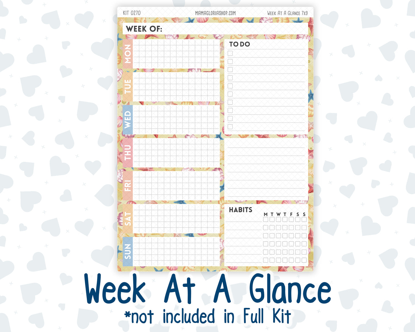 Kit 0270 - 7x9 - Plum Paper Daily - Weekly Kit - June - Beachside Bliss