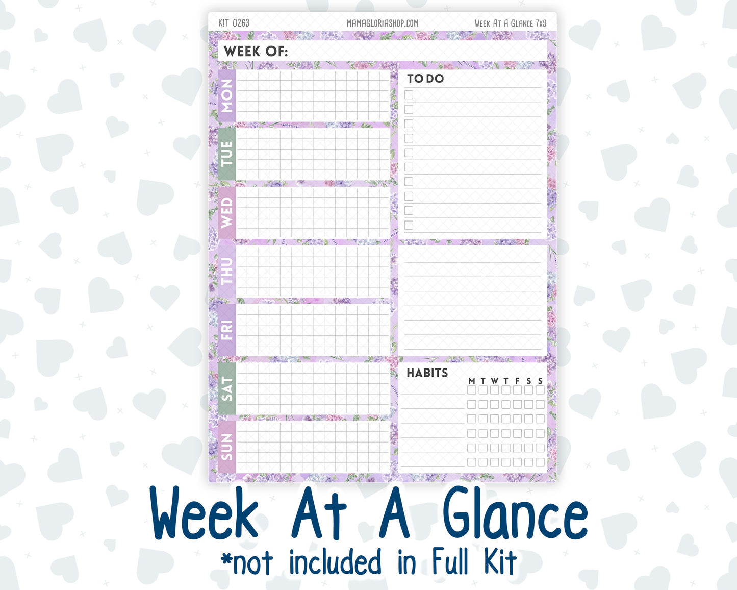 Kit 0263 - 7x9 - Plum Paper Daily - Weekly Kit - April - Lavender Drift