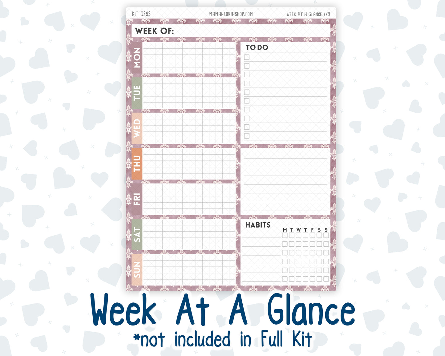Kit 0293 - 7x9 - Plum Paper Daily - Weekly Kit - September - Fleur de Provence