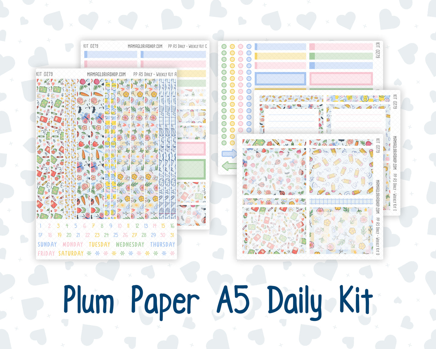 Kit 0279 - A5 - Plum Paper Daily - Weekly Kit - August - Not Ready For School