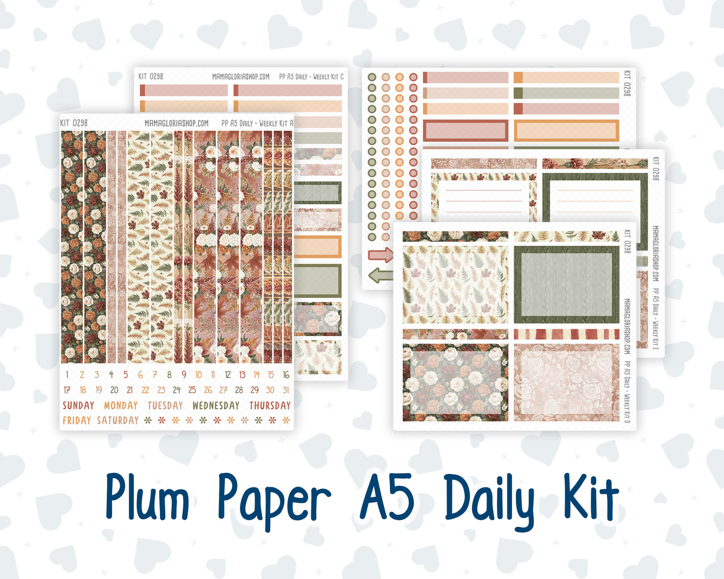 Kit 0298 - A5 - Plum Paper Daily - Weekly Kit - October - Velvet Bloom