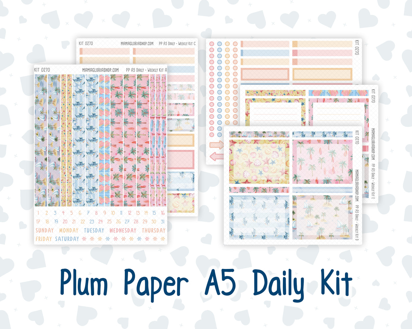 Kit 0270 - A5 - Plum Paper Daily - Weekly Kit - June - Beachside Bliss