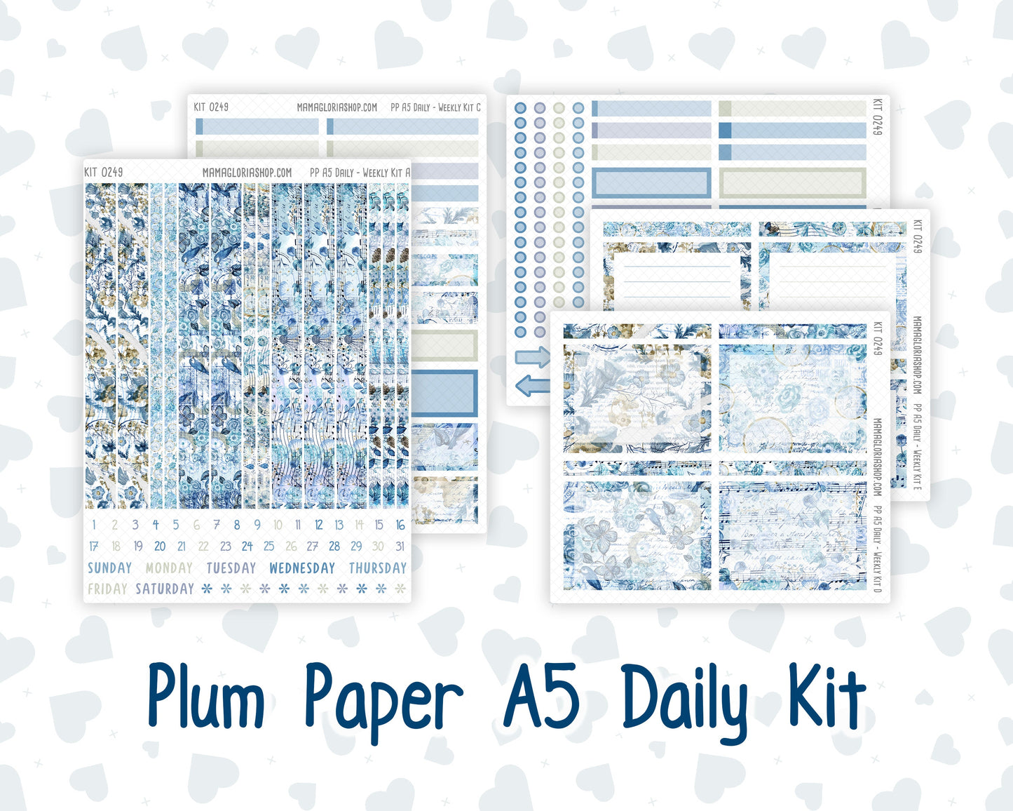 Kit 0249 - A5 - Plum Paper Daily - Weekly Kit - January - Icy Lace