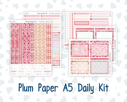 Kit 0254 - A5 - Plum Paper Daily - Weekly Kit - February - Valentine Village