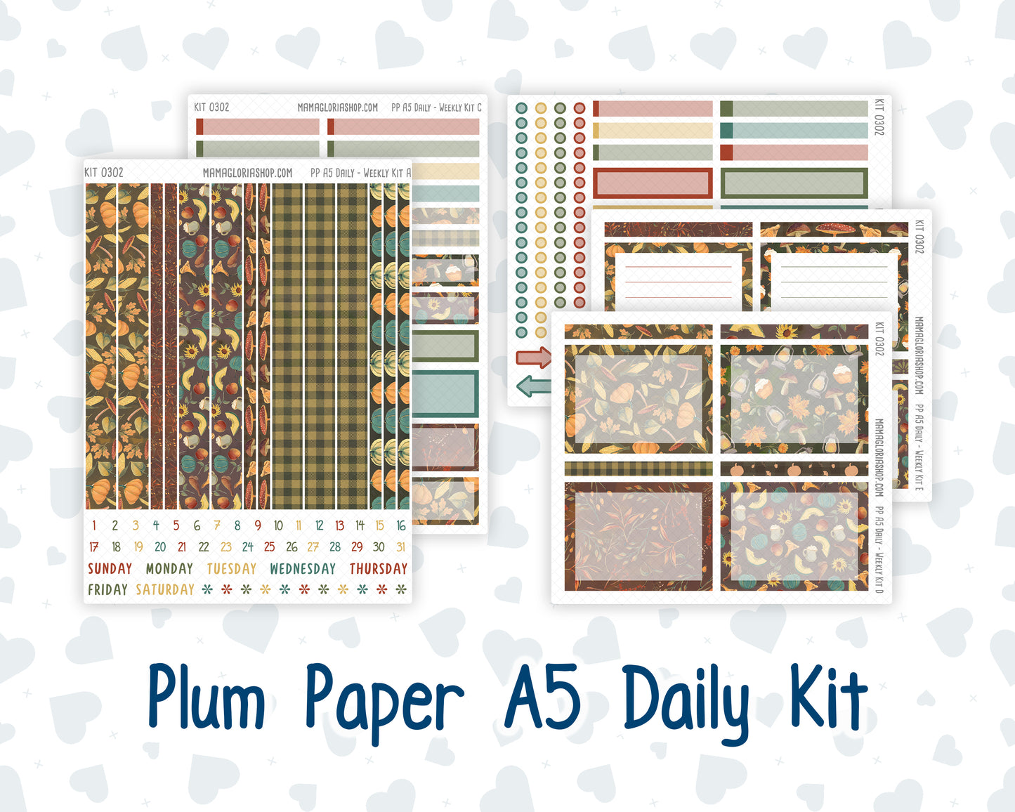 Kit 0302 - A5 - Plum Paper Daily - Weekly Kit - November - Thankful Season