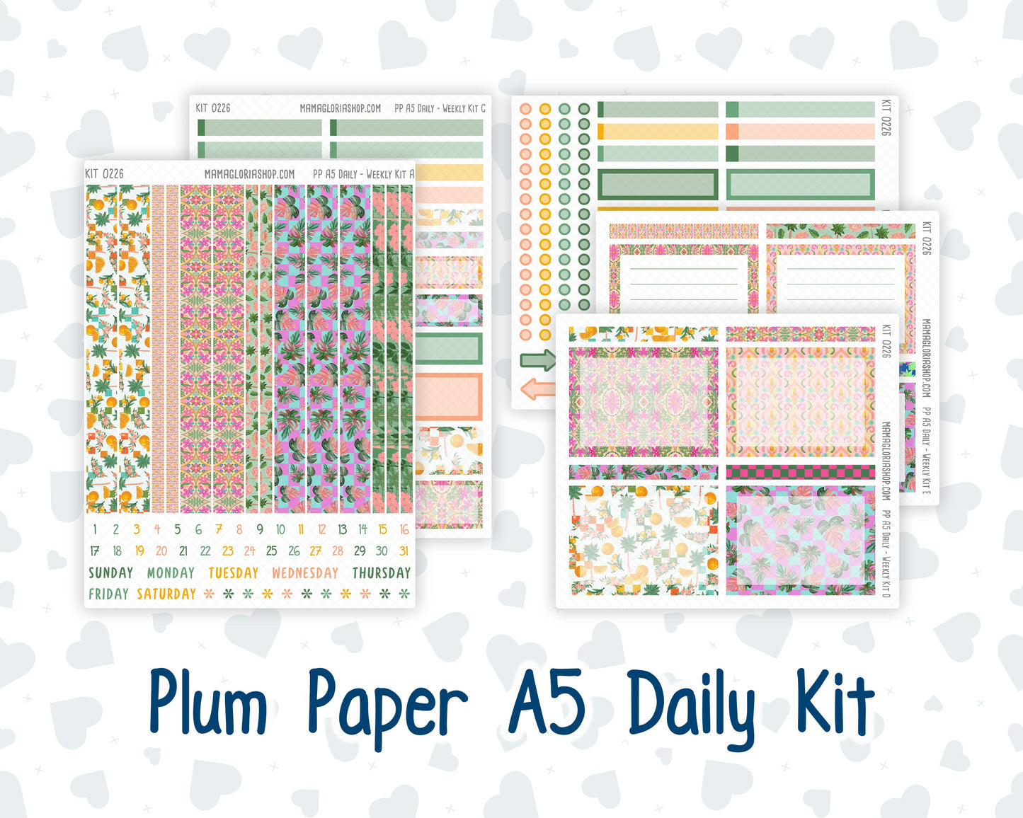 Kit 0226 - A5 - Plum Paper Daily - Weekly Kit - July - Tropical Whimsy