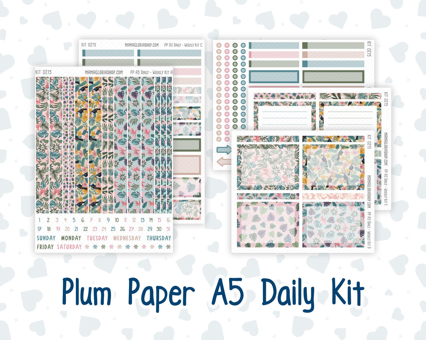 Kit 0275 - A5 - Plum Paper Daily - Weekly Kit - July - Tropical Safari Blush