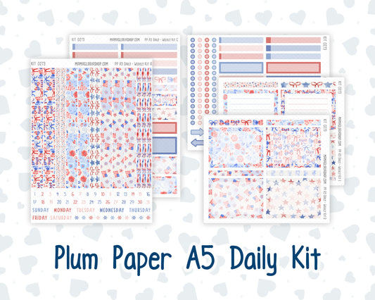 Kit 0273 - A5 - Plum Paper Daily - Weekly Kit - July - Americana In Bloom
