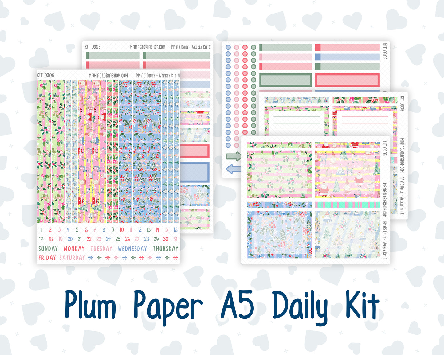 Kit 0306 - A5 - Plum Paper Daily - Weekly Kit - December - Jolly Mischief