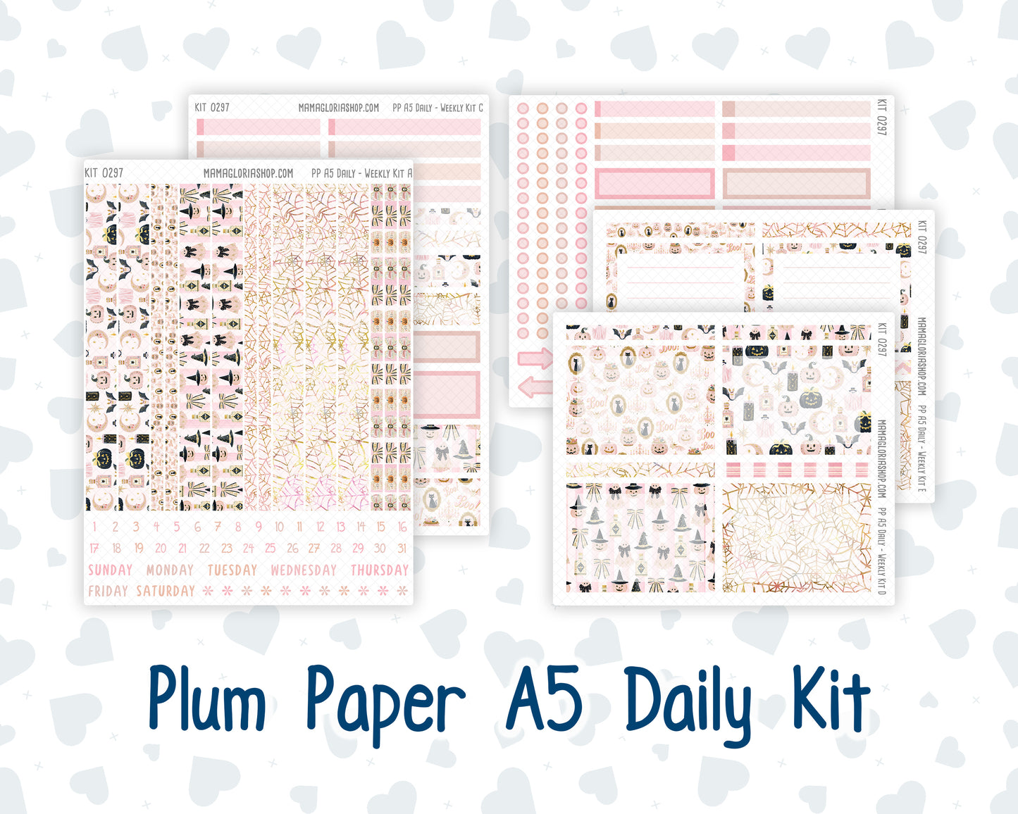 Kit 0297 - A5 - Plum Paper Daily - Weekly Kit - October - Pink Spell