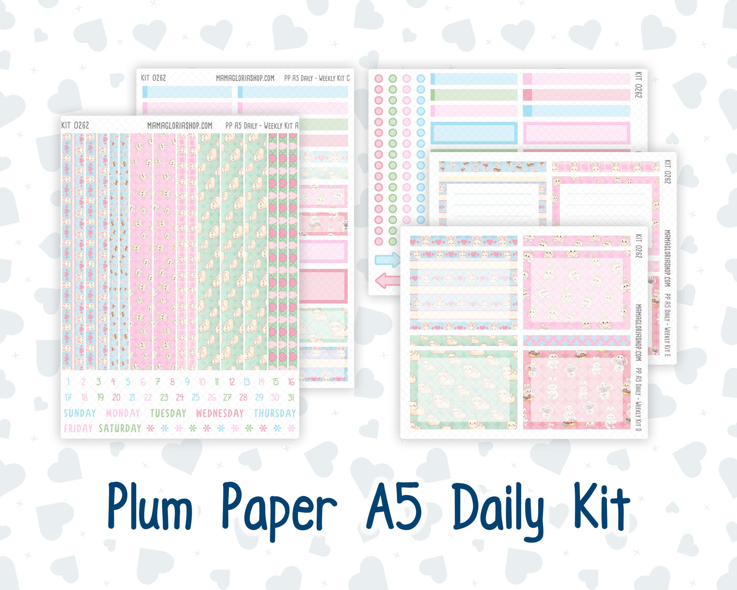 Kit 0262 - A5 - Plum Paper Daily - Weekly Kit - April - Spring Puffs