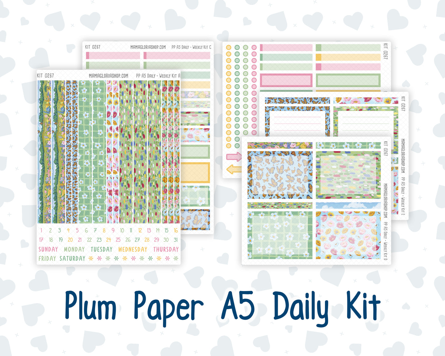 Kit 0267 - A5 - Plum Paper Daily - Weekly Kit - May - Flowers For Mama