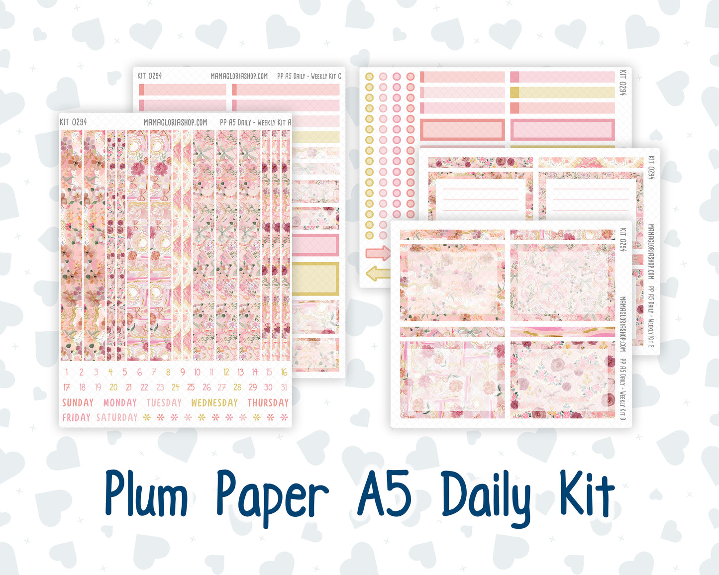Kit 0294 - A5 - Plum Paper Daily - Weekly Kit - September - Rosy Reveria
