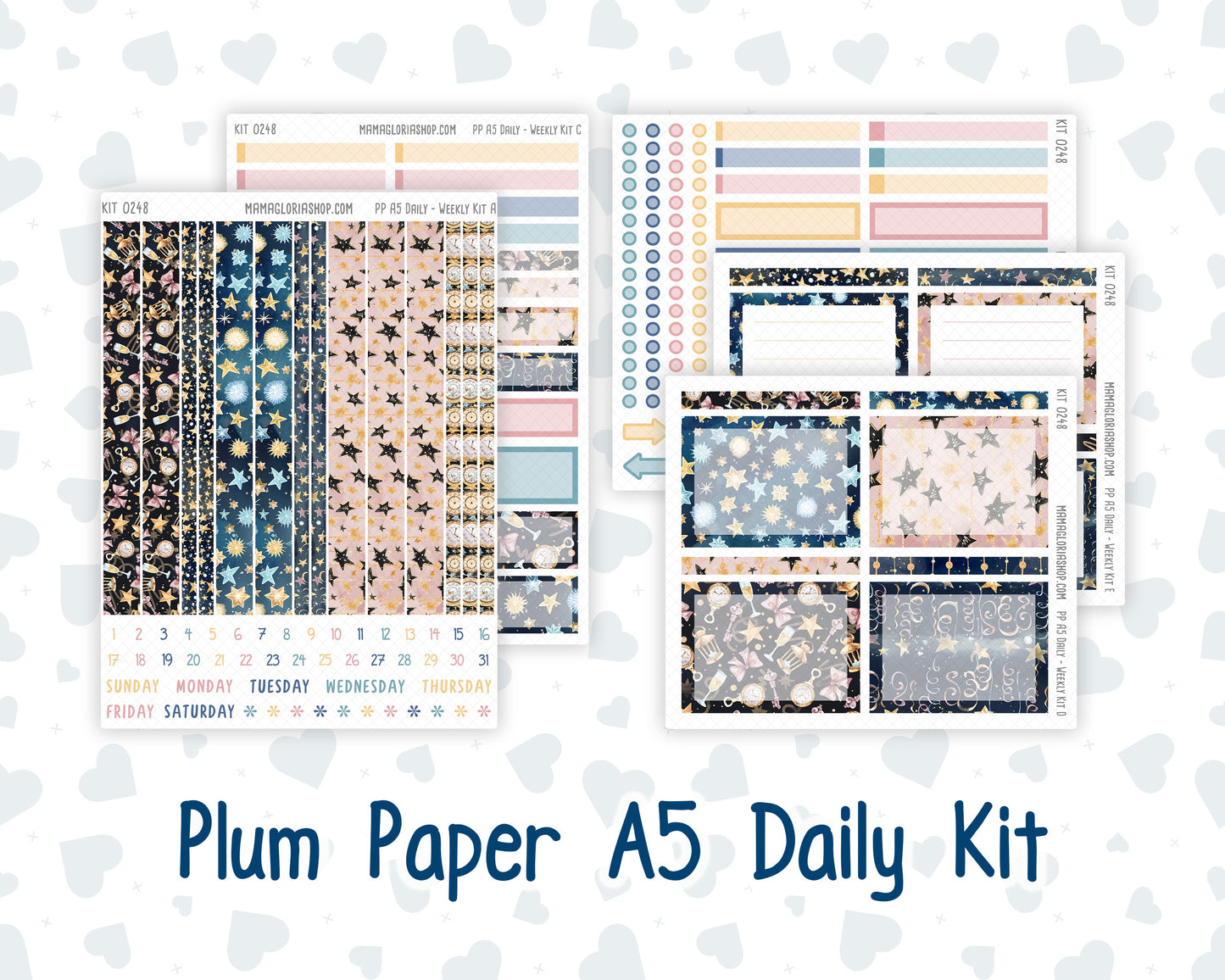 Kit 0248 - A5 - Plum Paper Daily - Weekly Kit - January - Midnight Countdown