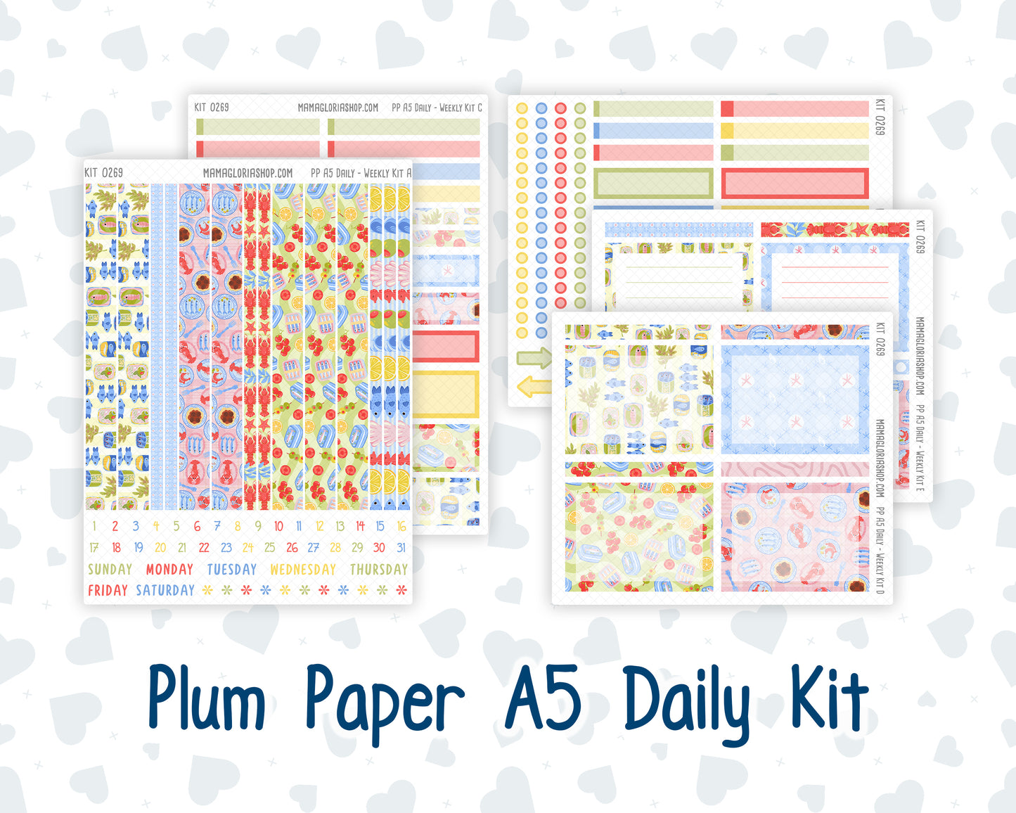 Kit 0269 - A5 - Plum Paper Daily - Weekly Kit - June - Dolce Mare