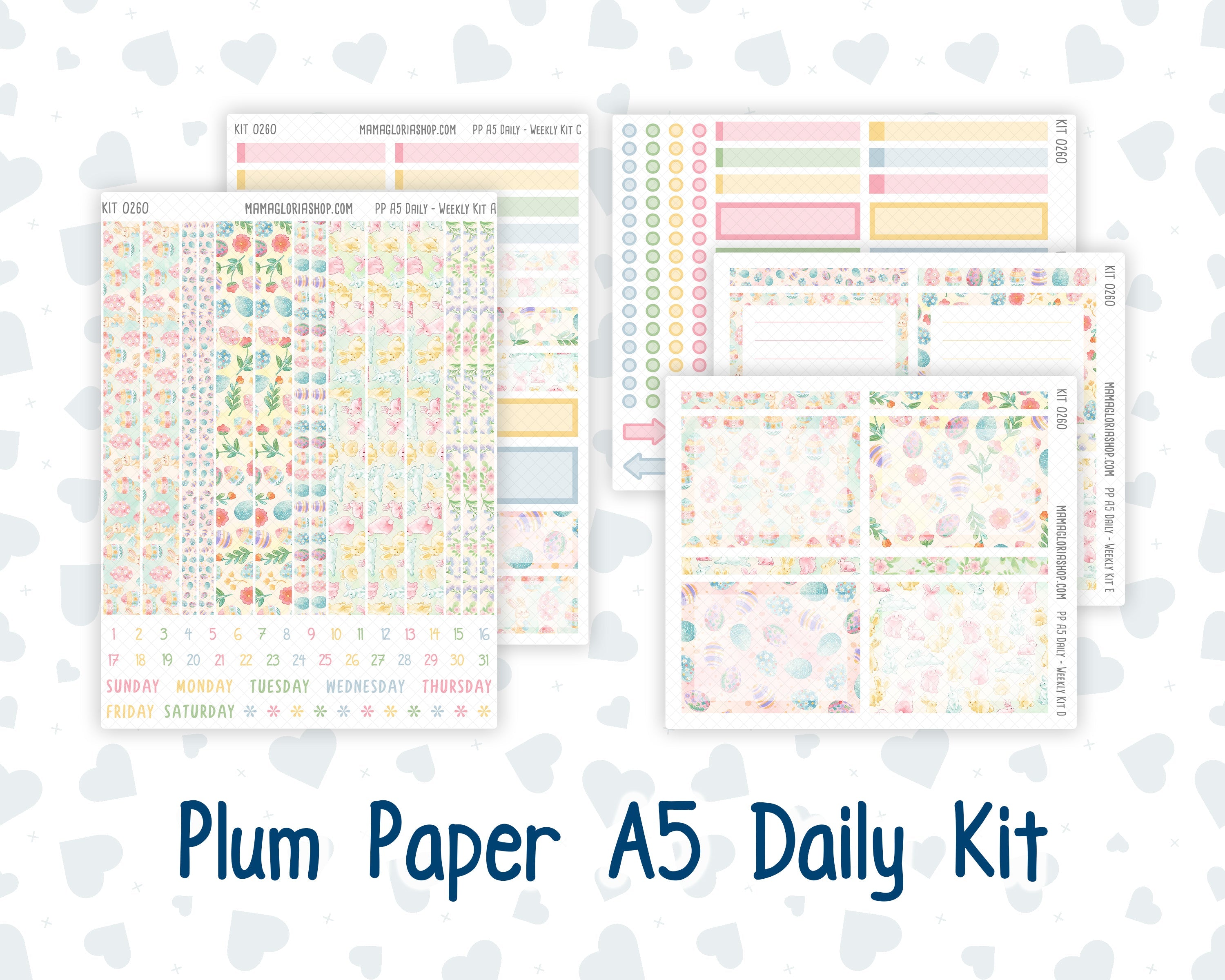 Kit 0260 - A5 - Plum Paper Daily - Weekly Kit - April - Pastel Egg Hun ...