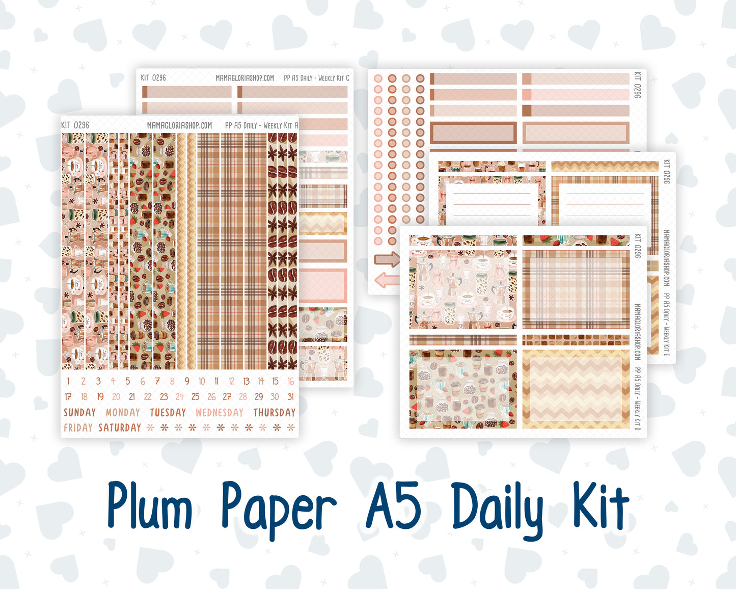 Kit 0296 - A5 - Plum Paper Daily - Weekly Kit - September - Coffee Break