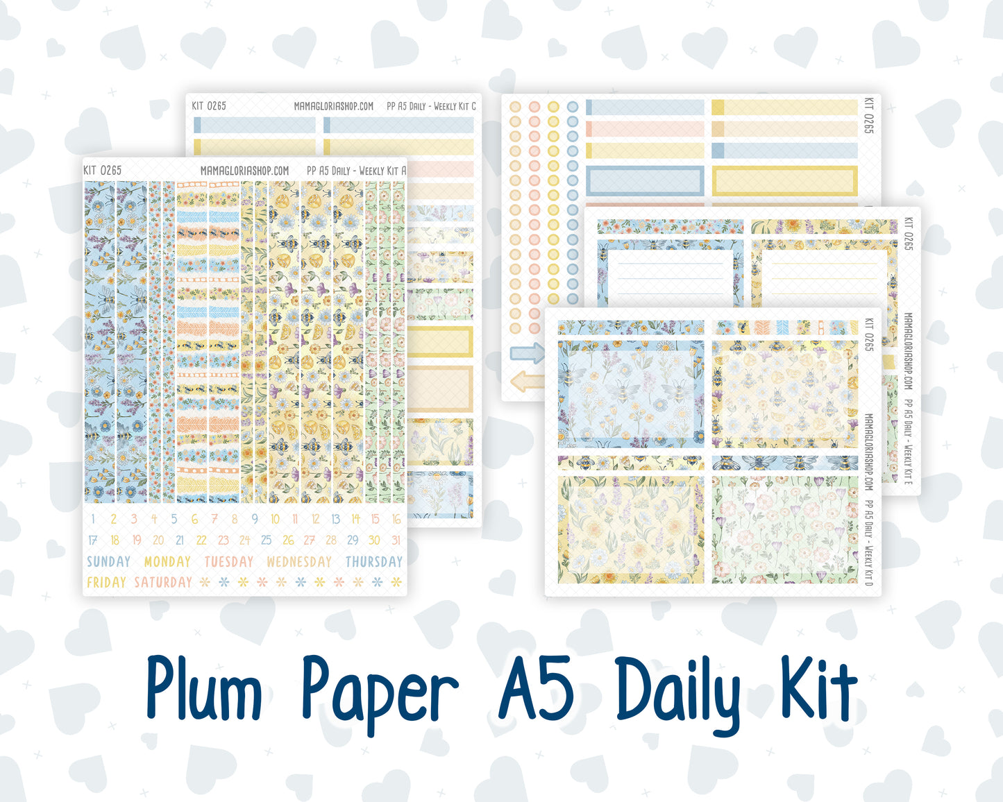 Kit 0265 - A5 - Plum Paper Daily - Weekly Kit - May - Honeybee Sky