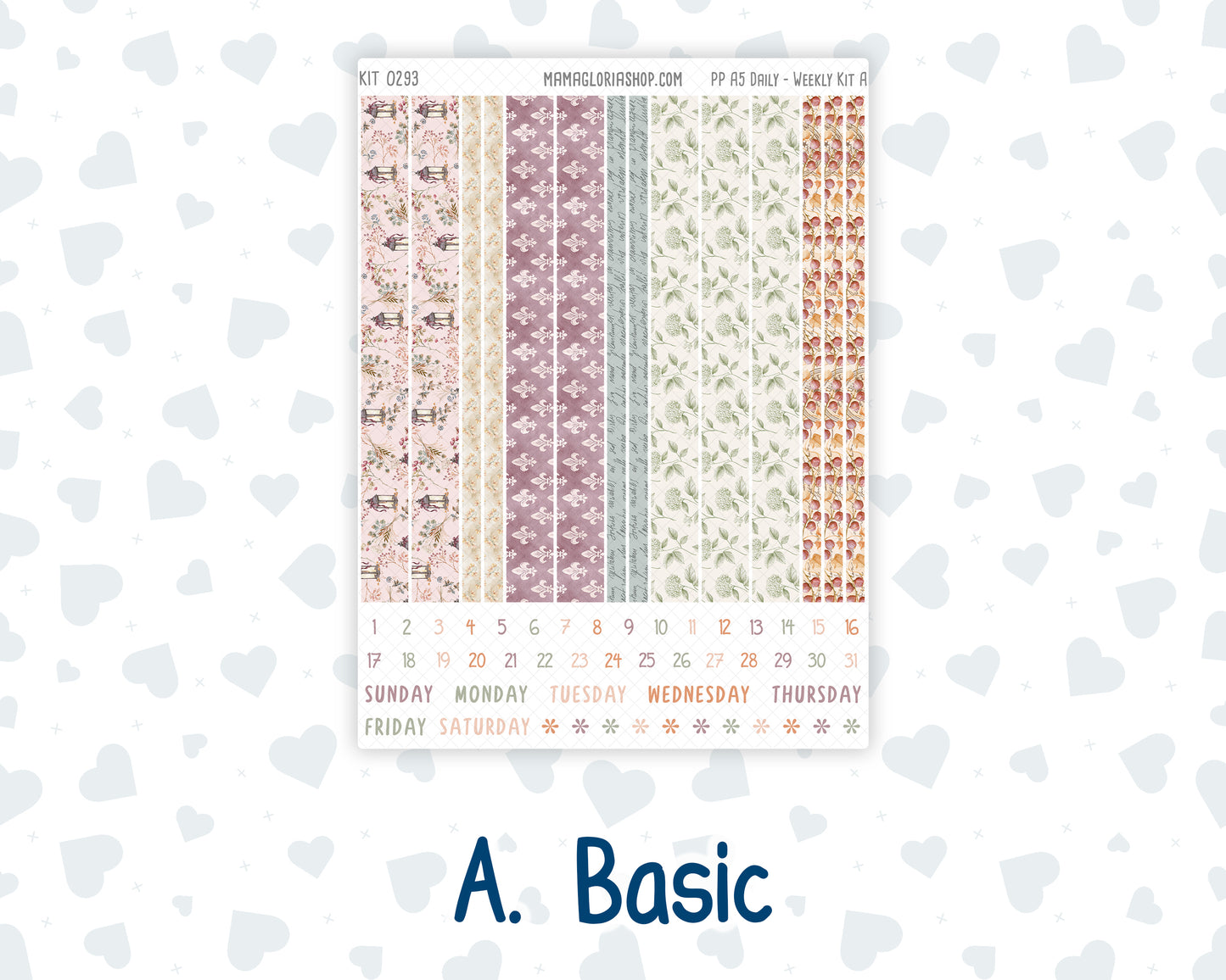 Kit 0293 - A5 - Plum Paper Daily - Weekly Kit - September - Fleur de Provence