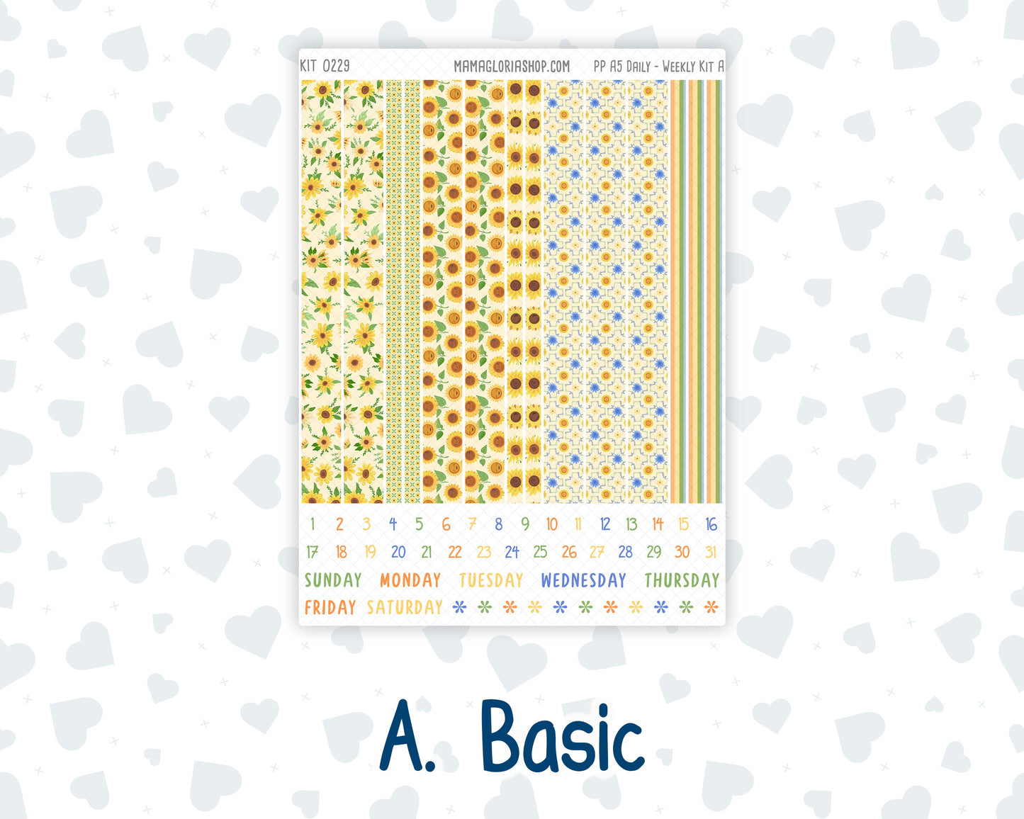 Kit 0229 - A5 - Plum Paper Daily - Weekly Kit - August - Golden Faces