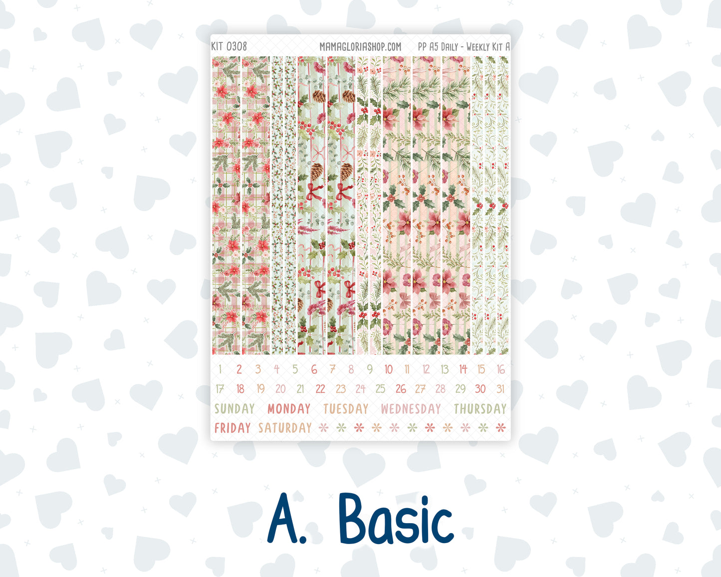Kit 0308 - A5 - Plum Paper Daily - Weekly Kit - December - Knit & Holly