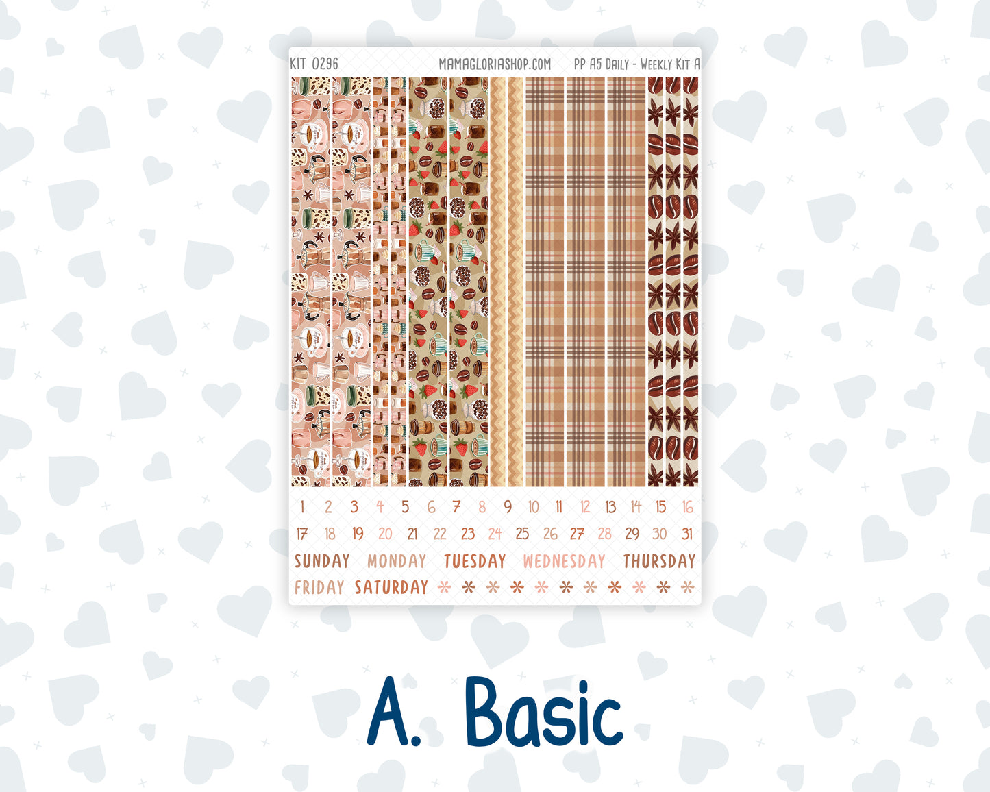 Kit 0296 - A5 - Plum Paper Daily - Weekly Kit - September - Coffee Break
