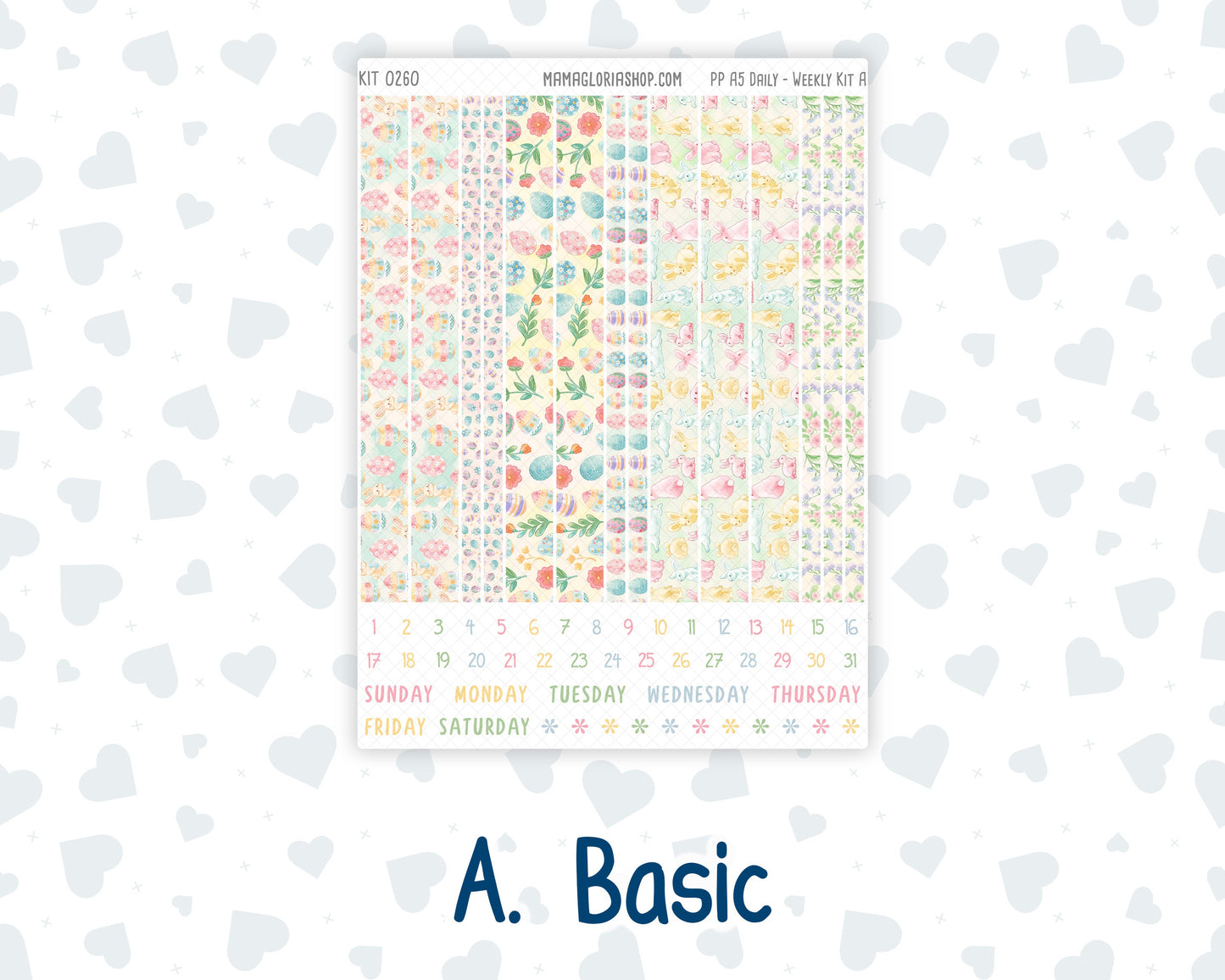Kit 0260 - A5 - Plum Paper Daily - Weekly Kit - April - Pastel Egg Hunt