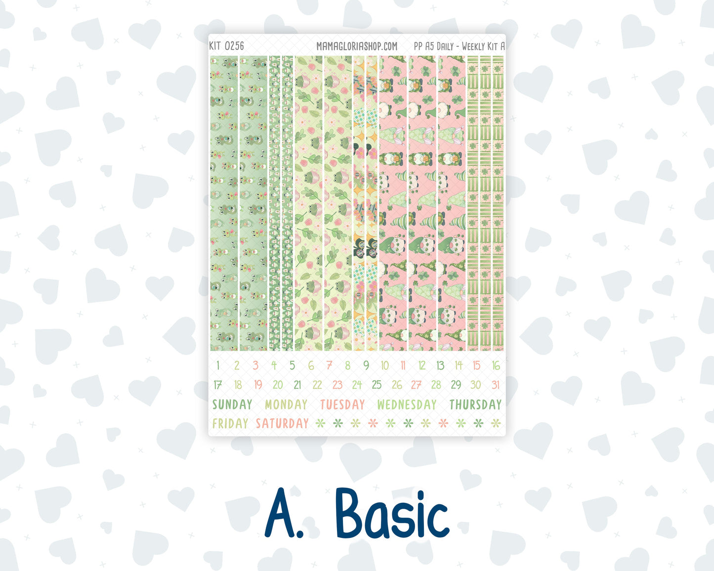 Kit 0256 - A5 - Plum Paper Daily - Weekly Kit - March - Froggy Luck